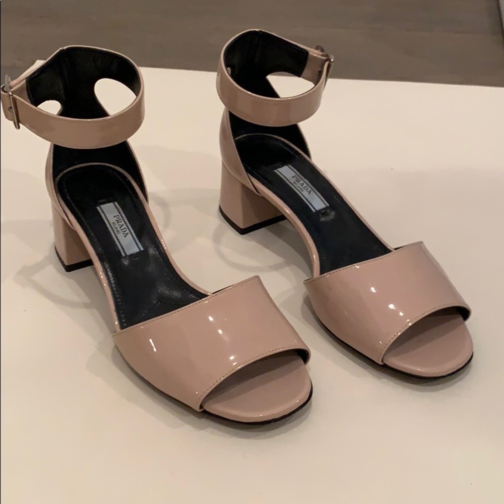 Nude Patent leather Prada heels